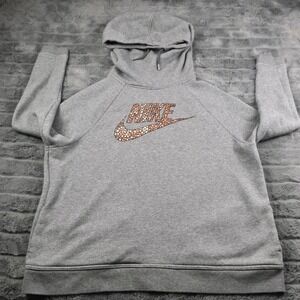 Nike Foil Rally Hoodie Sweatshirt Gray Pullover Drawstring Funnel‎ Neck Women XL